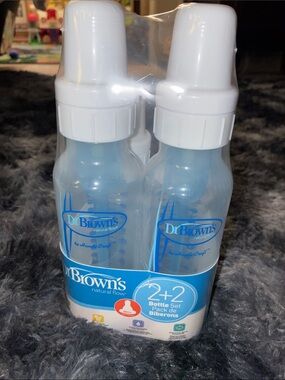 Natural Flow Blue Baby Bottle 4-Pack 2+2 dr browns 0-3 month 10 piece + set NEW